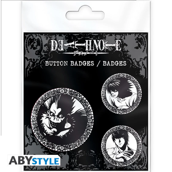 Death Note Light, L & Ryuk 3 Badge Pack