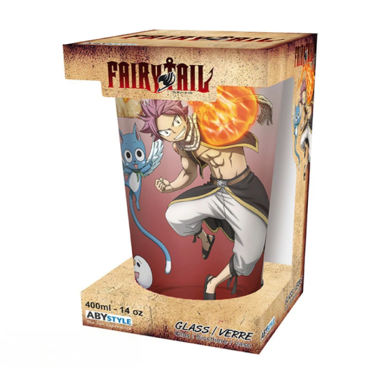 Fairy Tail Natsu Lucy Happy & Plue 400ml Glass