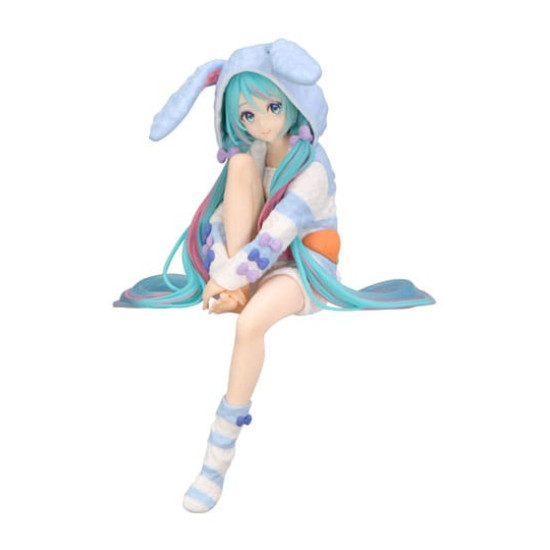 Hatsune Miku Noodle Stopper PVC Statue Hatsune Miku Rabbit Ear Hood Pajama Blue Color Ver 14cm