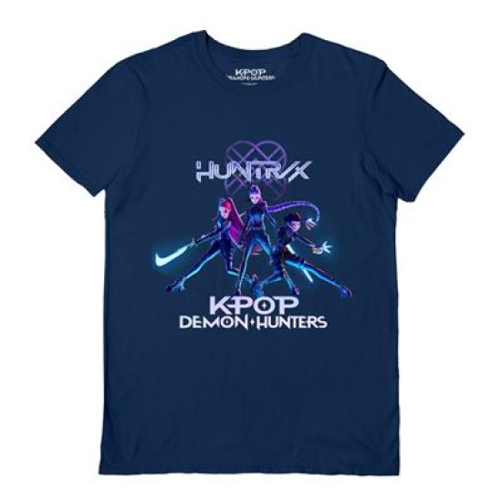 K-Pop Demon Hunters Trio Collector Navy Blue Unisex Short Sleeve T-shirt XL
