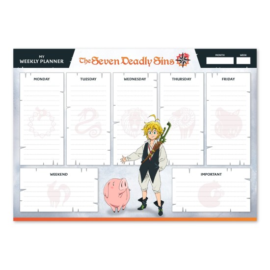 Seven Deadly Sins A4 Weekly Planner   
