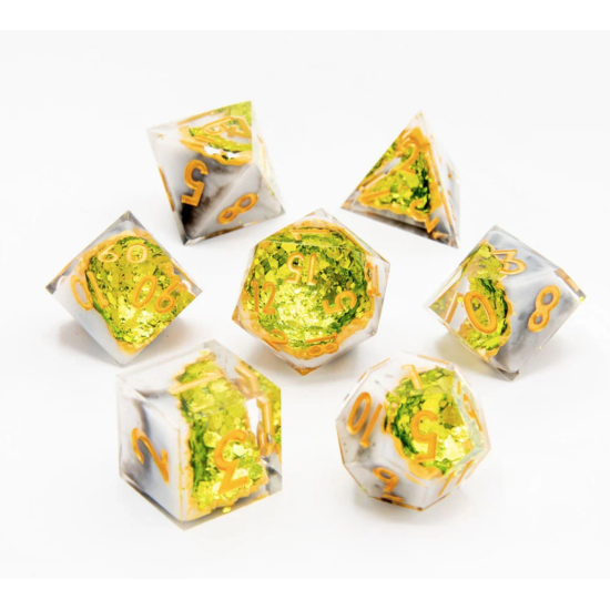 TTD Arctic Emerald Geode Sharp Edge Dice 7 Piece Set