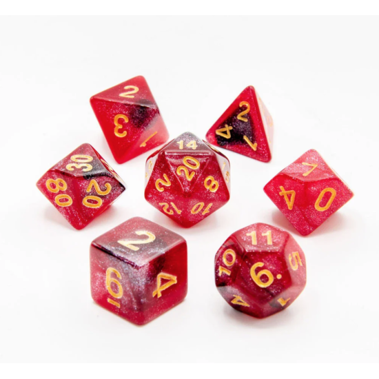 TTD Crimson Stardust Acrylic Dice 7 Piece Set