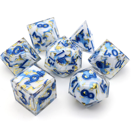 TTD Divine Marble Art Core Dice 7 Piece Set