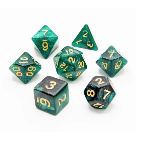 TTD Emerald Night Acrylic Dice 7 Piece Set