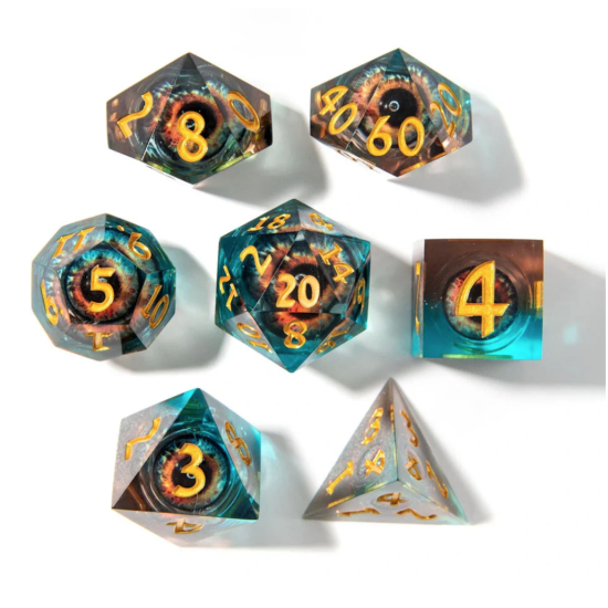 TTD Eye of Malice Moving Eye Liquid Core Dice 7 Piece Set